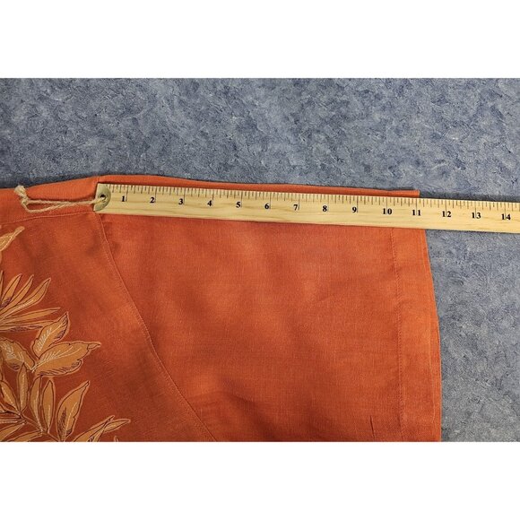 Tommy Bahama Orange Floral Shirt, XL Silk Linen Blend - Picture 9 of 11